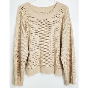 Anthropologie Moth size L Reese kimono open knit sweater beige lagenlook boho